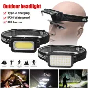USB Rechargeable COB LED Headlamp Head Torch White + Yellow/Red Light 500 Lumens