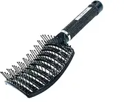 Curved Vented Hair Brush,Vent Brush, Styling for Thick Long Hair, Detangling Massage Brush for Women or Men, Fast Drying Blow Dryer Brush Wet/Dry (Black)