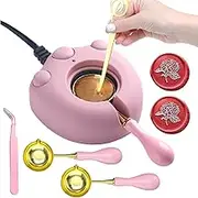 Andotopee Electric Wax Seal Warmer Kit With Melter, 2pcs Spoon, Tweezers, Stir Pin for Fast Melting Beads Sticks, Envelope Stamp Seals Craft, Pink