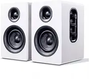 JSEIAJB Desktop Desktop Laptop Wooden Bookshelf Hi-Fi Sound Card Gaming Active Speaker(White-Mountain peach7)