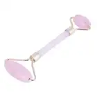 Natural Double Head Rose Quartz Jade Slimming Face Beauty Massage Roller(Gold)us