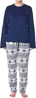 [alpine swiss] Womens Pajama Set Long Sleeve Shirt and Polar Fleece Pants Sleepwear