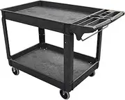 Trailer Hand Truck Service Cart, 2-Shelf 500Lbs Heavy Duty Plastic Rolling Utility Cart with 360° Swivel Wheels, Lipped Shelves Home Hand Truck