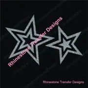 STAR SILVER GLITTER 2PCS IRON ON HOTFIX T-SHIRT TRANSFER MOTIF