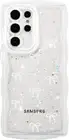 For Samsung Galaxy S21 Ultra Case With Cute Wave Frame Curly Transparent Cover