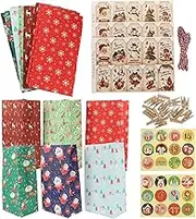 OKUMEYR 1 set Christmas Candy present Bags Festive Paper Party Favor Bags for Treats Sweets and Holiday Celebrations and Christmas Parties