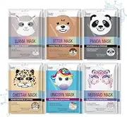 [Epielle] Character Sheet Masks | Animal Spa Mask, 12-Pack | For All Skin Types | Ideal Spa Gifts, Birthday Party Favors, Girls' Night Out, Skincare Party | Korean Skincare, Spa Gifts for Women