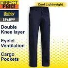 Bisley Mens Work Pants BP6899 Navy Cool Lightweight Drill Cargo-Pocket Cotton