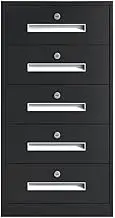 Steel office filing cabinet with large capacity and multi-function storage, black metal chest perfect for home or office file data organizer
