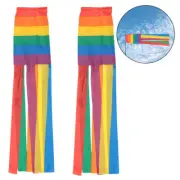 2PCS Rainbow Column Windsock Colorful Hanging Windsock for Backyard Outdoors