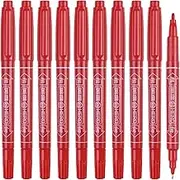 Vignette Stationery Dual Nib Fineliner Drawing Pens, Red, Set of 10, Waterbase Ink, Washable, Odourless Double Felt Tip Markers
