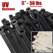 NiftyPlaza 8 Inch Cable Zip Ties Heavy Duty 50 LBS New 500 Nylon Wrap Zip Ties