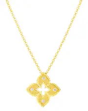 Roberto Coin 18K Yellow Gold Venetian Princess Diamond Flower Pendant Necklace, 16-18