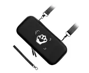 Cute Cat Paw Carrying Case PU Leather Hard Protective Cover with Shoulder Strap and Hand Rope for Switch Game Console Mysterious Black