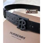 (二手品）BURBERRY 巴寶莉 磨砂扣頭 LOGO圖案 新款皮帶 男士腰帶 壓花 送禮優選