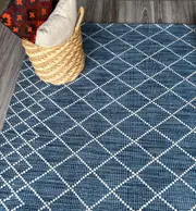 Argyle Blue Runner Diamond Wool Rug