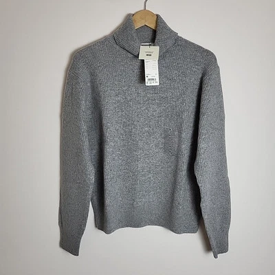 Uniqlo X Comptoir Des Cotonniers M Grey Lambswool Turtleneck Jumper 100% Wool