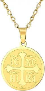 [EUEAVAN] Orthodox Cross Necklace for Women IC XC NIKA Cross Jesus Christ Medallion Pendant Greek Byzantine Cross Necklace Eastern Religious Jewelry Christian Catholic Gift
