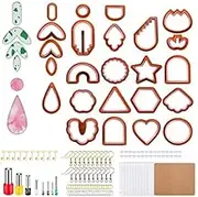 DACUAN 142PCS Multi Shapes Clay Polymer Cutters with Earring Studs and Hooks, Clay Cutters Set Plastic Jewelry DIY Polymer (Rust Red)