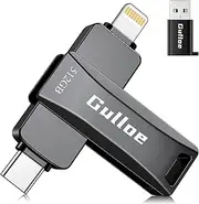 512GB Flash Drive Intended for iPhone, Plug and Play, No Application Required, Memory Stick Storage for Photos and Videos Backup, Compatible with iPhone iPad Android PC (Dark Grey)