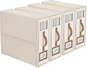4 Pack Bed Sheet Storage Organizer(King Size), Foldable Bedding Organizer Storage with Handle and Window for Sheets, Linen Closet, Blanket, Coverlet (Beige, 4 Pack-Cal King Size-5.2 Gal)