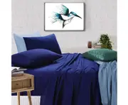Elan Linen 100% Egyptian Cotton Vintage Washed 500TC Sheets Set - Navy