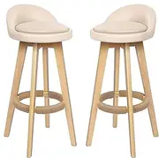 [ALFORDSON] 2pcs Swivel Bar Stools Kitchen Barstools Dining Chair Counter Stool Chair with Footrest for Home Bar Dining Room, Liam Beige