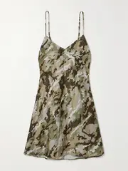[AMIRI] AMIRI - Camouflage-print Satin Mini Dress - Green - xx small xx small Green