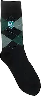 [GWCC] Licensed Harry Potter Slytherin Argyle Knitted Socks Slytherin Logo Embroidered Size 6-11, Black, One size