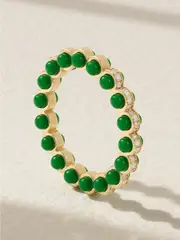 [L'Atelier Nawbar] L'Atelier Nawbar - Atoms 18-karat Gold Diamond And Enamel Ring - Green - 7 7 Green