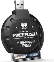 PixelFlash CF Card Reader - Compact Flash Card Reader, USB 3 Card Reader for Computer - Tactical SuperSpeed CompactFlash Memory Adapter, Rugged Anti-Scratch Exterior Classic - No-Bend Pins, Black