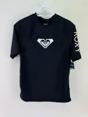 NEW Roxy Women's Whole Hearted Short Sleeve Rashguard Top Navy Blue XL NWT