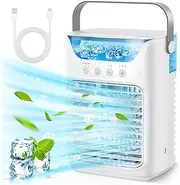 Fan for Air Conditioning Unit – Portable Air Conditioner and Humidifier and Cooling Fan Table 4 in 1 with 700 ml / 2 Cold Mist / 3 Timing