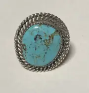 Navajo Jason Livingston ~ Sterling Silver & Turquoise Ring - Size 8 1/2