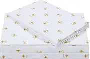 Juicy Couture – Sheet Set | Queen Bee Design Bed Sheets| Full Bedding | 4 Piece Set Fitted Sheet, Flat Sheet and 2 Pillowcases | Deep Pockets, Wrinkle Resistant and Anti Pilling | White and Gold