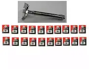 Double Edge Safety Razor + Personna Double Edge Refill Blades, 5 ct. (20 Pack)
