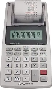 [Sharp] EL-1611V Handheld Portable Cordless 12 Digit Large LCD Display Two-Color Printing Calculator with Tax Functions, 191 x 99 x 42 mm