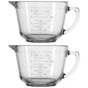 2x Anchor Hocking 2L/8-Cup Glass Batter Bowl Measuring Jug - Clear