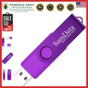 128GB USB Flash Drive - Stylish Purple Memory Stick for Fast Data Storage