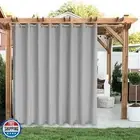 LORDTEX Linen Look Indoor/Outdoor Curtains, 105" W x 84" L, Light Grey, Set o