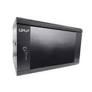 Ldr Assembled 6U Hinged Wall Mount Cabinet 600X550Mm Glass Door Black