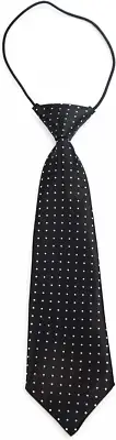 Kids Boys Black & White Patterned Elastic Neck Tie - Little Diamonds Black and W