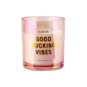 Good Vibes Vanilla Scented White Pearlescent Candle Fragrance Gift Round 12.5cm