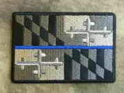 VELCRO® BRAND Fastener Morale HOOK PATCH State Of Maryland Thin BLUE LINE 3x2"