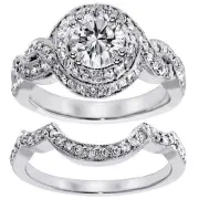 2.00 CT TW Pave Set Diamond Braided Engagement Set in Platinum G SI1