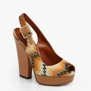 NIB Missoni Shoes Yellow Flame / Black Womens Platform Pumps VM042 Size 39 US 9