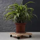 Square Movable Wooden Flower Rack Rolling Caster Planter Rack Indoor Outdoor