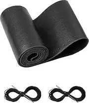 Belinous Leather Steering Wheel Cover Lace Up, Stitch On Wrap, Universal Fit 13-20 inch Car Truck SUV Pickup Boat, A Whole Piece of Cowhide, DIY Stitch w/Needle Thread (Size L1, Black)