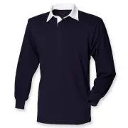 Front Row Mens Classic Long-Sleeved Rugby Shirt (Navy/White) - PC5491