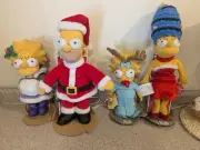 Vtg The Simpsons Holiday Homer Marge Maggie Lisa Plush Xmas Applause In Package